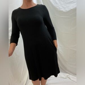 Time And Tru, 3/4 Sleeve Dress, Black, Comfy with Pockets, Size M (8-10)
